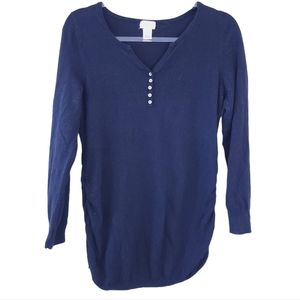 Motherhood Maternity Henley Knit Top Large Black Long Sleeve Sweater Pregnancy